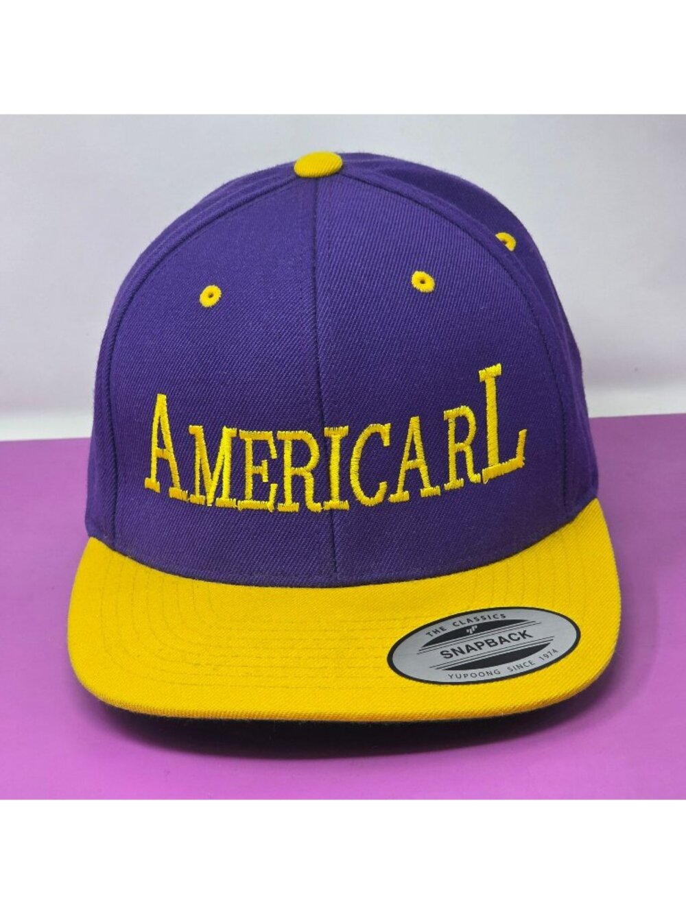 AmericaRL Purple Yellow Snapback Hat Yupoong Adjustable The Classics Collection